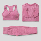 3Pcs Seamless Yoga Set Gym Fitness Clothing Women Yoga Suit Sportswear Female Workout Leggings Top Sport Clothes Training Tights