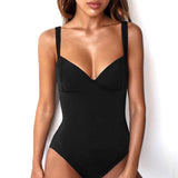 Darlingaga Deep V Neck Fashion Black Bodysuit Women Elegant Sexy Body Spaghetti Strap Bodycon Jumpsuit Romper 2020 Summer Short