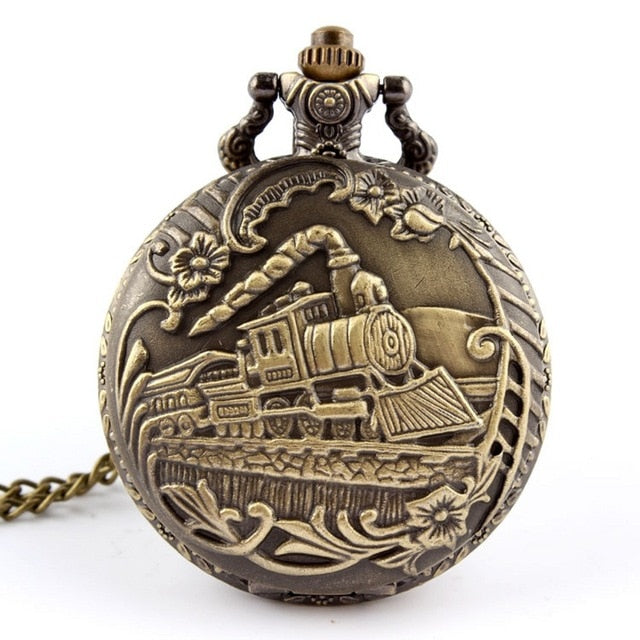 Luminous LED Flash Necklace Hour Vintage Clock Unique Bronze/Silver/Gold Train Locomotive Engine Noctilucent Quartz Pocket Watch
