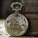 Luminous LED Flash Necklace Hour Vintage Clock Unique Bronze/Silver/Gold Train Locomotive Engine Noctilucent Quartz Pocket Watch