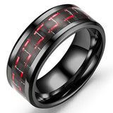 Domineering Man Ring Red Green Carbon Fiber Black Dragon Inlay Comfort Fit Stainless steel Rings for Men Wedding Band Ring