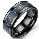 Domineering Man Ring Red Green Carbon Fiber Black Dragon Inlay Comfort Fit Stainless steel Rings for Men Wedding Band Ring