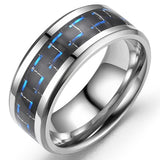 Domineering Man Ring Red Green Carbon Fiber Black Dragon Inlay Comfort Fit Stainless steel Rings for Men Wedding Band Ring