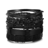 IFMIA Vintage Leaf Feather Multilayer Leather Bracelet Men Fashion Braided Handmade Star Rope Wrap Bracelets & Bangles Male Gift