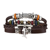 IFMIA Vintage Leaf Feather Multilayer Leather Bracelet Men Fashion Braided Handmade Star Rope Wrap Bracelets & Bangles Male Gift