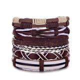 IFMIA Vintage Leaf Feather Multilayer Leather Bracelet Men Fashion Braided Handmade Star Rope Wrap Bracelets & Bangles Male Gift