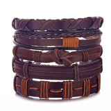 IFMIA Vintage Leaf Feather Multilayer Leather Bracelet Men Fashion Braided Handmade Star Rope Wrap Bracelets & Bangles Male Gift