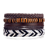IFMIA Vintage Leaf Feather Multilayer Leather Bracelet Men Fashion Braided Handmade Star Rope Wrap Bracelets & Bangles Male Gift