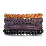IFMIA Vintage Leaf Feather Multilayer Leather Bracelet Men Fashion Braided Handmade Star Rope Wrap Bracelets & Bangles Male Gift