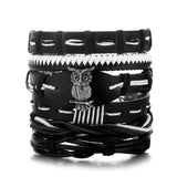 IFMIA Vintage Leaf Feather Multilayer Leather Bracelet Men Fashion Braided Handmade Star Rope Wrap Bracelets & Bangles Male Gift