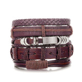 IFMIA Vintage Leaf Feather Multilayer Leather Bracelet Men Fashion Braided Handmade Star Rope Wrap Bracelets & Bangles Male Gift