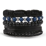 IFMIA Vintage Leaf Feather Multilayer Leather Bracelet Men Fashion Braided Handmade Star Rope Wrap Bracelets & Bangles Male Gift