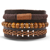 IFMIA Vintage Leaf Feather Multilayer Leather Bracelet Men Fashion Braided Handmade Star Rope Wrap Bracelets & Bangles Male Gift