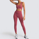 2020 Women's Yoga Set Seamless Sportswear 2-Piece Gym Yoga Clothes Sports Bra + Leggings Running Wear Skinny Sports Set Suits L