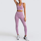 2020 Women's Yoga Set Seamless Sportswear 2-Piece Gym Yoga Clothes Sports Bra + Leggings Running Wear Skinny Sports Set Suits L