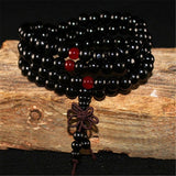 Multilayer 108 Wood Beads Lotus OM Bracelet Tibetan Buddhist Mala Buddha Charm Rosary Bracelet Yoga Wooden For Women Men Jewelry