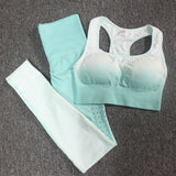 Ombre Set 2 Piece Workout Set Women Seamless Yoga Set Sportswear Fitness Clothes For Women Gym Clothing Gym Leggings Sports Set