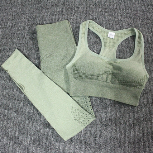 Ombre Set 2 Piece Workout Set Women Seamless Yoga Set Sportswear Fitness Clothes For Women Gym Clothing Gym Leggings Sports Set
