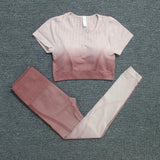 Ombre Set 2 Piece Workout Set Women Seamless Yoga Set Sportswear Fitness Clothes For Women Gym Clothing Gym Leggings Sports Set