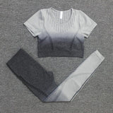 Ombre Set 2 Piece Workout Set Women Seamless Yoga Set Sportswear Fitness Clothes For Women Gym Clothing Gym Leggings Sports Set