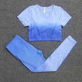 Ombre Set 2 Piece Workout Set Women Seamless Yoga Set Sportswear Fitness Clothes For Women Gym Clothing Gym Leggings Sports Set