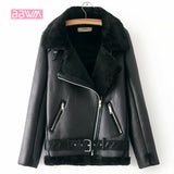 Warm Women's Winter Motorcycle Velvet Jacket Female Short Lapels Fur Thick Korean Version Plus Velvet Jacket 2020 Bomber Jacket