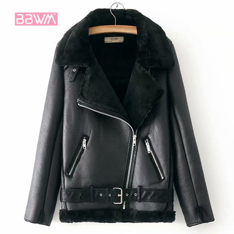 Warm Women's Winter Motorcycle Velvet Jacket Female Short Lapels Fur Thick Korean Version Plus Velvet Jacket 2020 Bomber Jacket