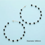 Women Elegant White/Black Simulated Pearls Statement Earrings Big Small Circle Round Metal Gold Hoop Earrings Nightclub Jewelry