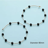 Women Elegant White/Black Simulated Pearls Statement Earrings Big Small Circle Round Metal Gold Hoop Earrings Nightclub Jewelry