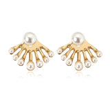 Women Elegant White/Black Simulated Pearls Statement Earrings Big Small Circle Round Metal Gold Hoop Earrings Nightclub Jewelry