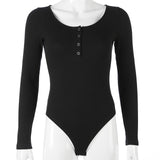 Darlingaga Autumn winter sexy black bodysuits skinny buttons long sleeve bodysuit women shirt 2020 fashion body mujer jumpsuits