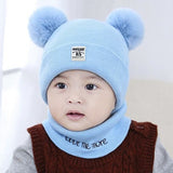 2Pcs Toddler Hat +Twitter  Pompon Winter Children Hat Bonnet Enfant Knitted Cute  Cap For Girls Boys 0-24 Months