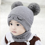 2Pcs Toddler Hat +Twitter  Pompon Winter Children Hat Bonnet Enfant Knitted Cute  Cap For Girls Boys 0-24 Months