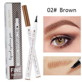 Waterproof Natural Eyebrow Pen Four-claw Eye Brow Tint Makeup three Colors Eyebrow Pencil Brown Black Grey Brush Cosmetics