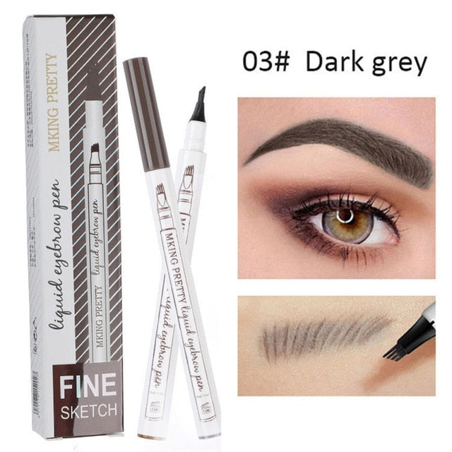 Waterproof Natural Eyebrow Pen Four-claw Eye Brow Tint Makeup three Colors Eyebrow Pencil Brown Black Grey Brush Cosmetics