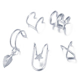 5Pcs/Set Ear Cuff Gold Leaves Non-Piercing Ear Clips Fake Cartilage Earring Jewelry For Women Men Wholesale gifts