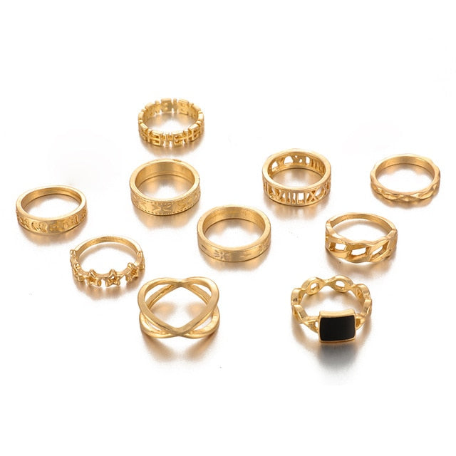 Tocona Luxury Shiny Square Crystal Stone Gold Rings for Women Men Charms Star Geometric Jewelry Anillos Mujer Wholesale 9071