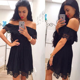 Fashion Women Elegant Vintage sweet lace white Dress Stylish Sexy Slash Neck Casual Slim Beach Summer Sundress Female vestidos