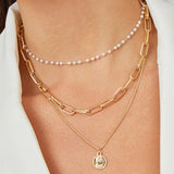 IF ME Vintage Multi Layered Necklace For Women Bohemian Coin Star Moon Geometric Chain Round Pendant Necklace Collar Jewelry New