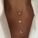 IF ME Vintage Multi Layered Necklace For Women Bohemian Coin Star Moon Geometric Chain Round Pendant Necklace Collar Jewelry New
