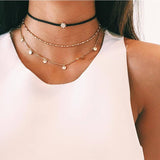 IF ME Vintage Multi Layered Necklace For Women Bohemian Coin Star Moon Geometric Chain Round Pendant Necklace Collar Jewelry New