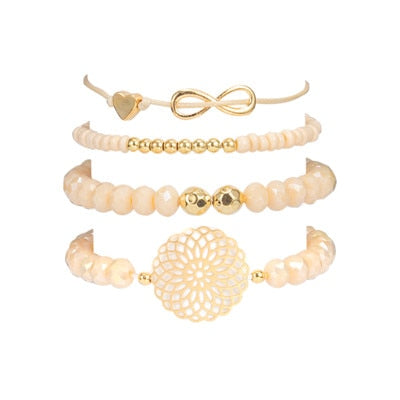 docona Boho Heart Orange Beadeds Bracelet Set for Women Flower Chains Adjustable Bracelet Bangle Jewelry Bransoletka 4019