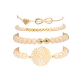 docona Boho Heart Orange Beadeds Bracelet Set for Women Flower Chains Adjustable Bracelet Bangle Jewelry Bransoletka 4019