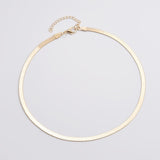 Gold Blade chain Choker Necklace Women Sexy  Flat snake chain Gift  XL222