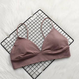 GUMPRUN Soft Bralette Deep V Seamless Bras for Women Wireless Push Up Bra Comfortable Blackless Underwear Ladies Sexy Lingerie