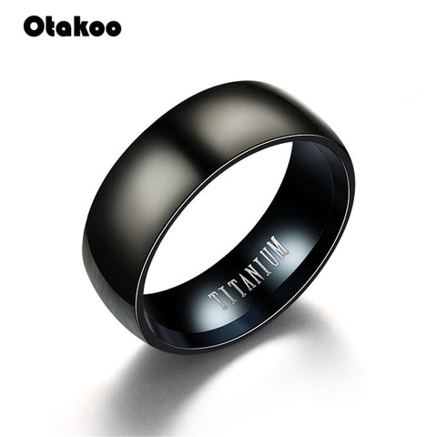 Otakoo 2018 New Black Men Ring 100% Titanium Carbide Men's Jewelry Wedding Bands Classic Boyfriend Gift