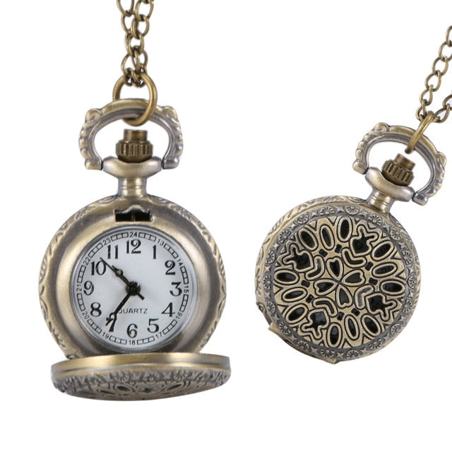 Fashion Vintage Women Pocket Watch Alloy Retro Hollow Out Flowers Pendant Clock Sweater Necklace Chain Watches Lady Gift UND Sal