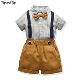 Top and Top Baby Boy Clothing Sets Infants Newborn Boy Clothes Shorts Sleeve Tops+Overalls 2PCS Outfits Summer Bebes Clothing