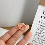 AOMU 2020 Fashion Crystal Beaded Rings Cute Minimalist Coloful Beads Geometric Stacked Fine Rings for Women Party Gift Jewelry