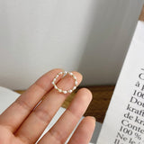 AOMU 2020 Fashion Crystal Beaded Rings Cute Minimalist Coloful Beads Geometric Stacked Fine Rings for Women Party Gift Jewelry